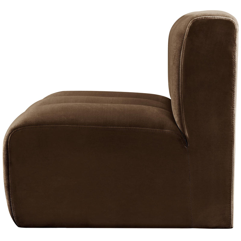 Meridian Arc Brown Velvet Straight Chair IMAGE 5