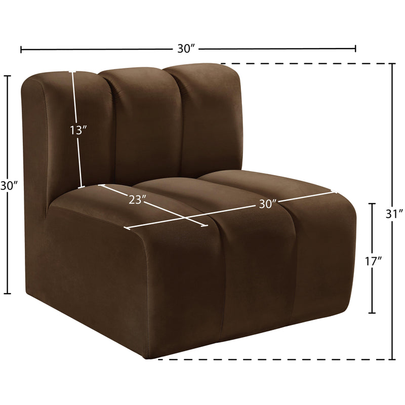 Meridian Arc Brown Velvet Straight Chair IMAGE 7