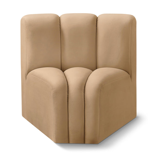 Meridian Arc Camel Velvet Curved Corner IMAGE 1