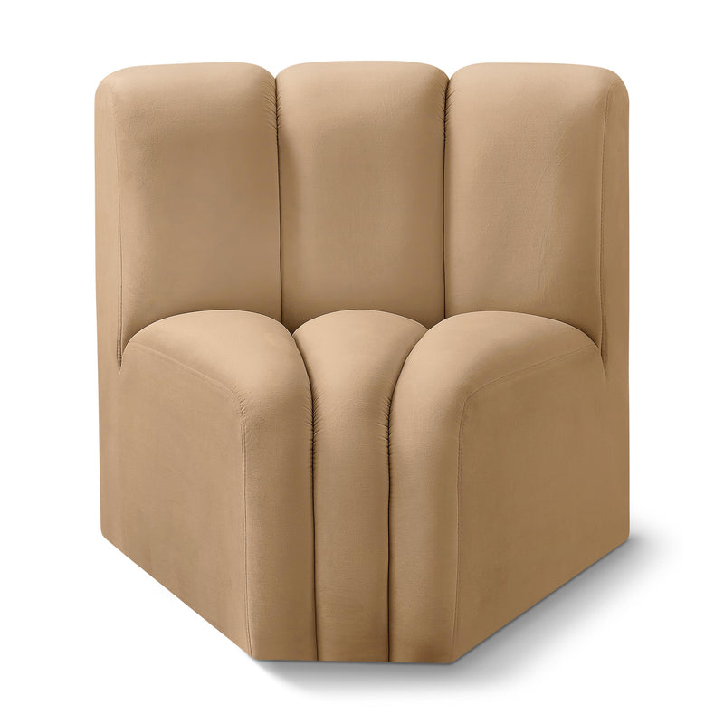 Meridian Arc Camel Velvet Curved Corner IMAGE 1