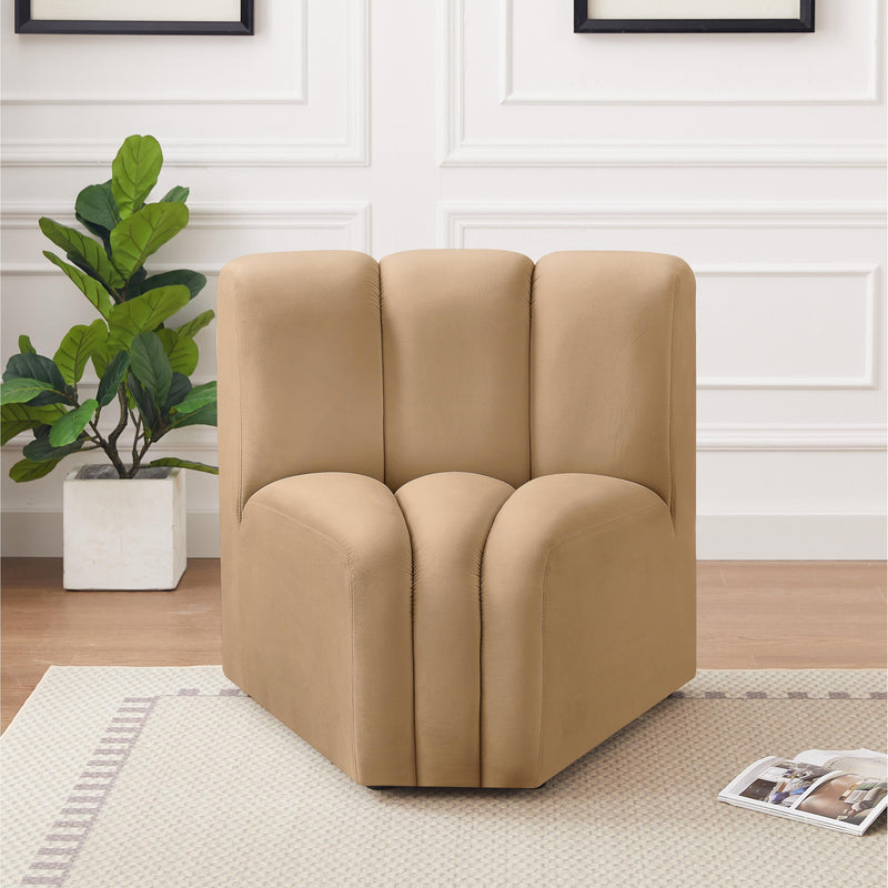 Meridian Arc Camel Velvet Curved Corner IMAGE 2