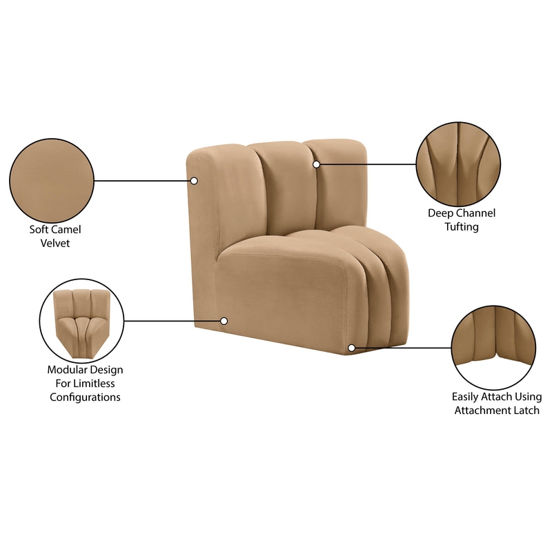 Meridian Arc Camel Velvet Curved Corner IMAGE 8
