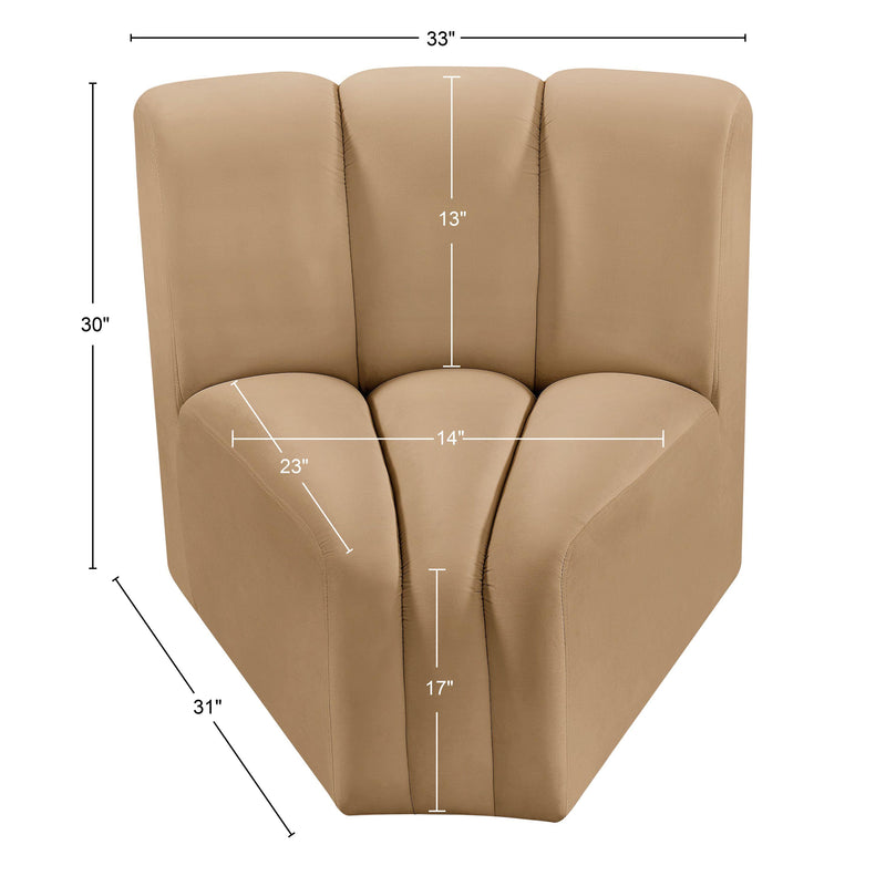 Meridian Arc Camel Velvet Curved Corner IMAGE 9