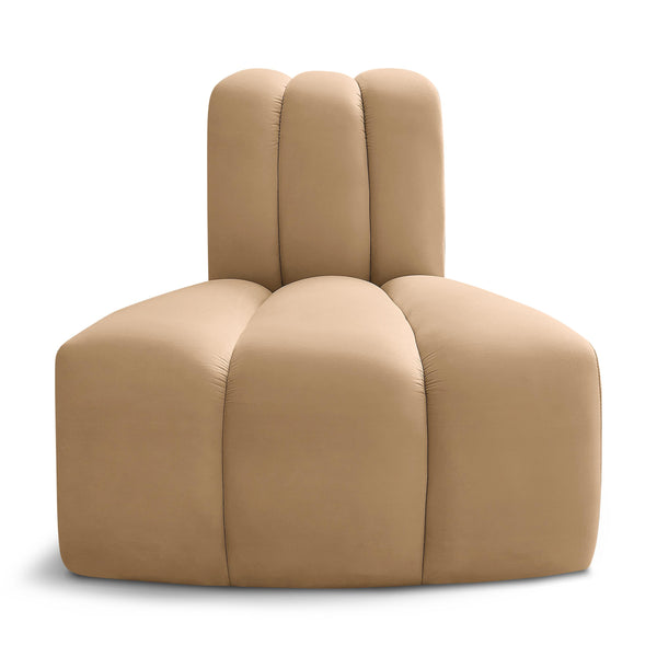 Meridian Arc Camel Velvet Reverse Corner IMAGE 1