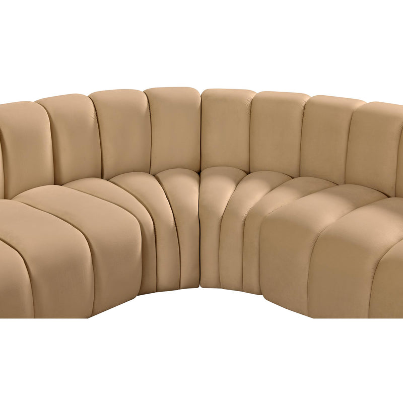 Meridian Arc Camel Velvet 10 pc Modular Sectional IMAGE 11