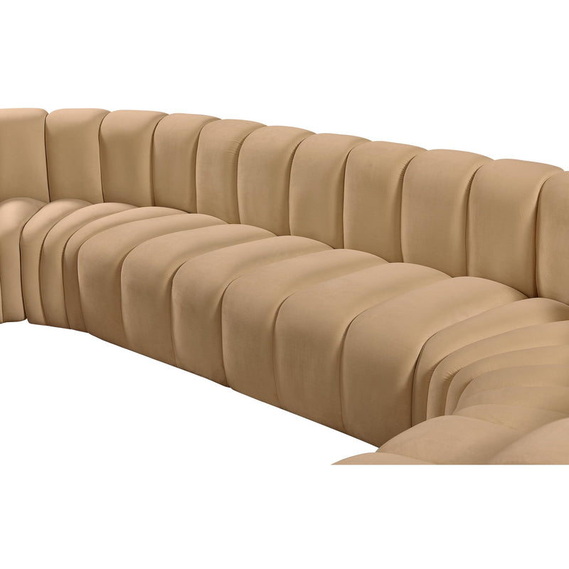 Meridian Arc Camel Velvet 10 pc Modular Sectional IMAGE 13