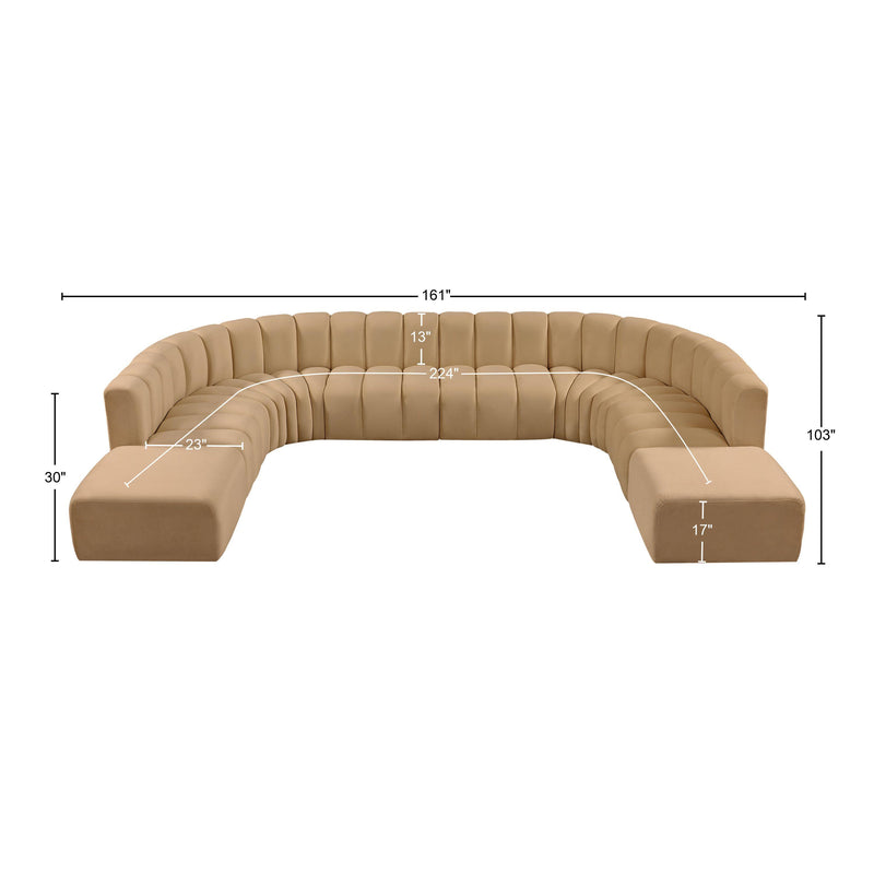 Meridian Arc Camel Velvet 10 pc Modular Sectional IMAGE 17