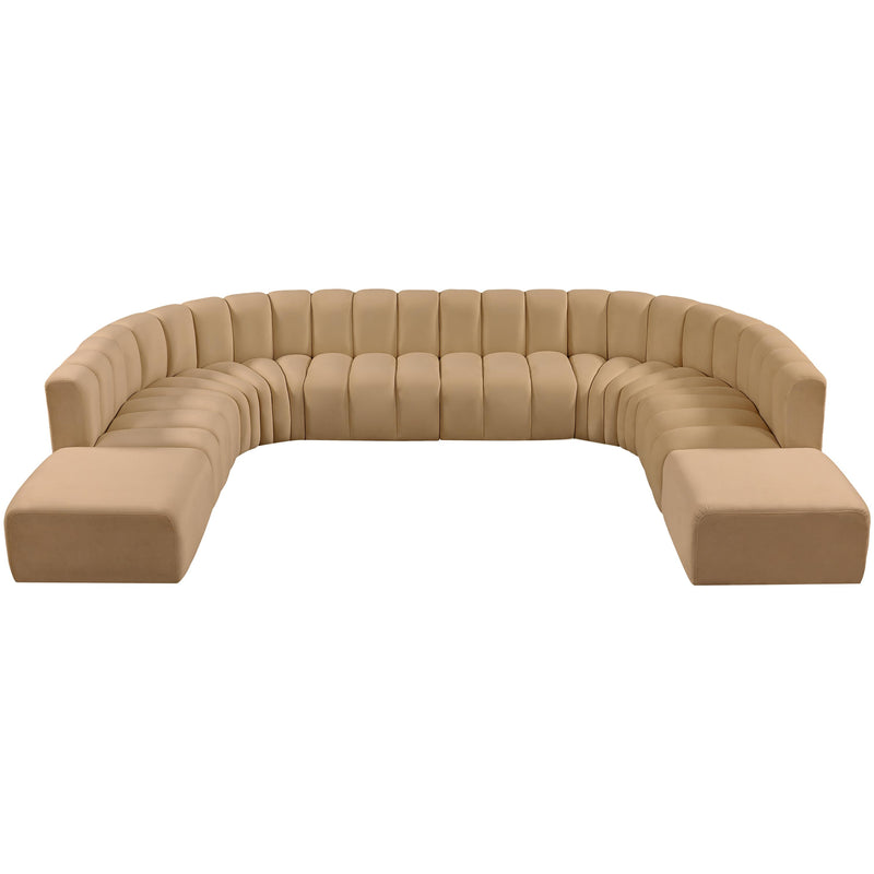 Meridian Arc Camel Velvet 10 pc Modular Sectional IMAGE 4