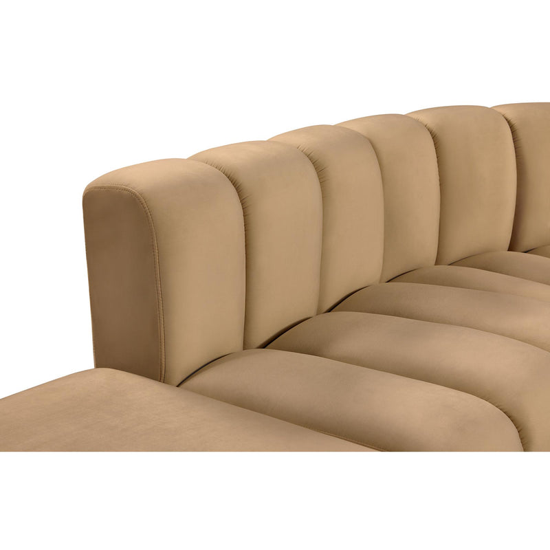 Meridian Arc Camel Velvet 10 pc Modular Sectional IMAGE 9