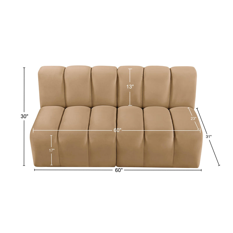 Meridian Arc Camel Velvet 2 pc Modular Sectional IMAGE 10