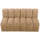 Meridian Arc Camel Velvet 2 pc Modular Sectional IMAGE 4