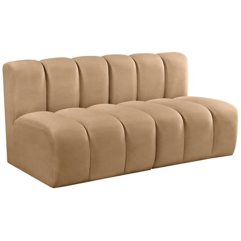 Meridian Arc Camel Velvet 2 pc Modular Sectional IMAGE 5