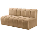 Meridian Arc Camel Velvet 2 pc Modular Sectional IMAGE 6
