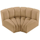 Meridian Arc Camel Velvet 2 pc Modular Sectional IMAGE 4