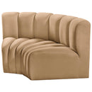 Meridian Arc Camel Velvet 2 pc Modular Sectional IMAGE 6