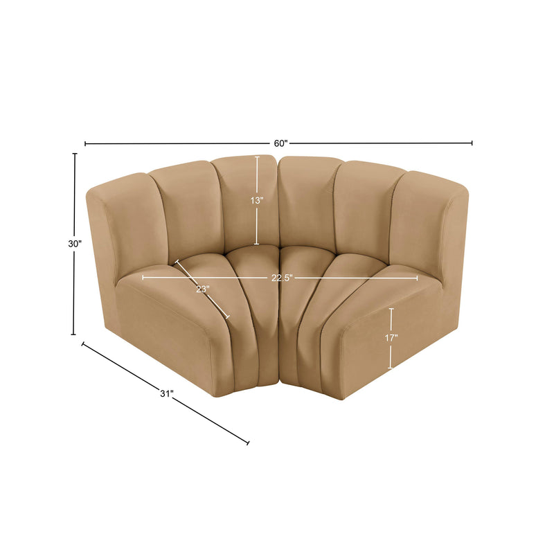 Meridian Arc Camel Velvet 2 pc Modular Sectional IMAGE 9