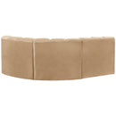 Meridian Arc Camel Velvet 3 pc Modular Sectional IMAGE 3