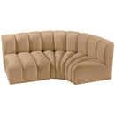Meridian Arc Camel Velvet 3 pc Modular Sectional IMAGE 4