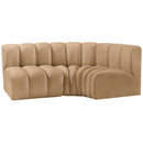 Meridian Arc Camel Velvet 3 pc Modular Sectional IMAGE 5