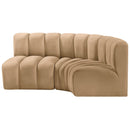Meridian Arc Camel Velvet 3 pc Modular Sectional IMAGE 6