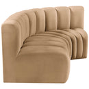Meridian Arc Camel Velvet 3 pc Modular Sectional IMAGE 7