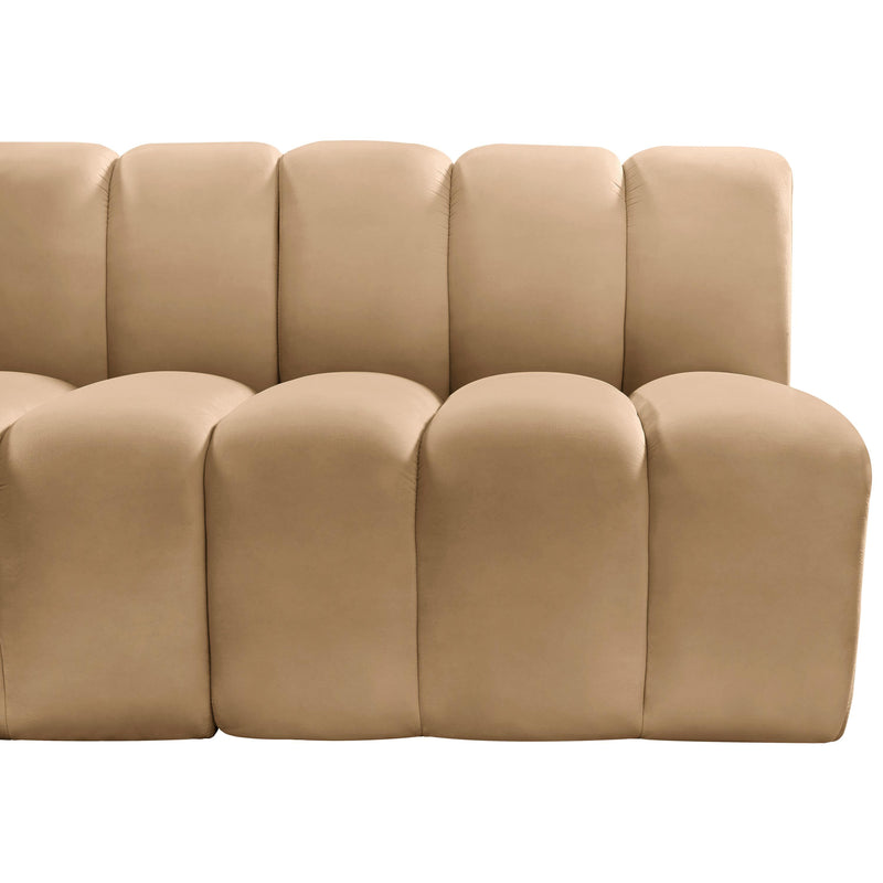Meridian Arc Camel Velvet 3 pc Modular Sectional IMAGE 8