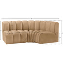 Meridian Arc Camel Velvet 3 pc Modular Sectional IMAGE 9