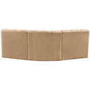 Meridian Arc Camel Velvet 3 pc Modular Sectional IMAGE 3