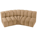 Meridian Arc Camel Velvet 3 pc Modular Sectional IMAGE 4
