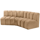Meridian Arc Camel Velvet 3 pc Modular Sectional IMAGE 6
