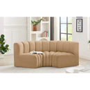 Meridian Arc Camel Velvet 3 pc Modular Sectional IMAGE 2