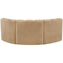 Meridian Arc Camel Velvet 3 pc Modular Sectional IMAGE 3