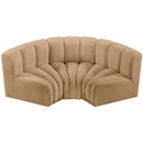 Meridian Arc Camel Velvet 3 pc Modular Sectional IMAGE 4