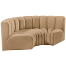 Meridian Arc Camel Velvet 3 pc Modular Sectional IMAGE 5