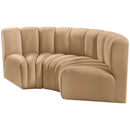 Meridian Arc Camel Velvet 3 pc Modular Sectional IMAGE 6