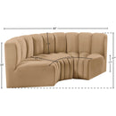 Meridian Arc Camel Velvet 3 pc Modular Sectional IMAGE 8