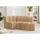 Meridian Arc Camel Velvet 3 pc Modular Sectional IMAGE 2