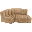 Meridian Arc Camel Velvet 3 pc Modular Sectional IMAGE 4