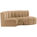 Meridian Arc Camel Velvet 3 pc Modular Sectional IMAGE 5