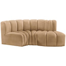 Meridian Arc Camel Velvet 3 pc Modular Sectional IMAGE 8