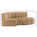Meridian Arc Camel Velvet 3 pc Modular Sectional IMAGE 9