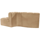 Meridian Arc Camel Velvet 3 pc Modular Sectional IMAGE 3