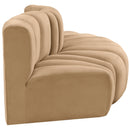 Meridian Arc Camel Velvet 3 pc Modular Sectional IMAGE 5
