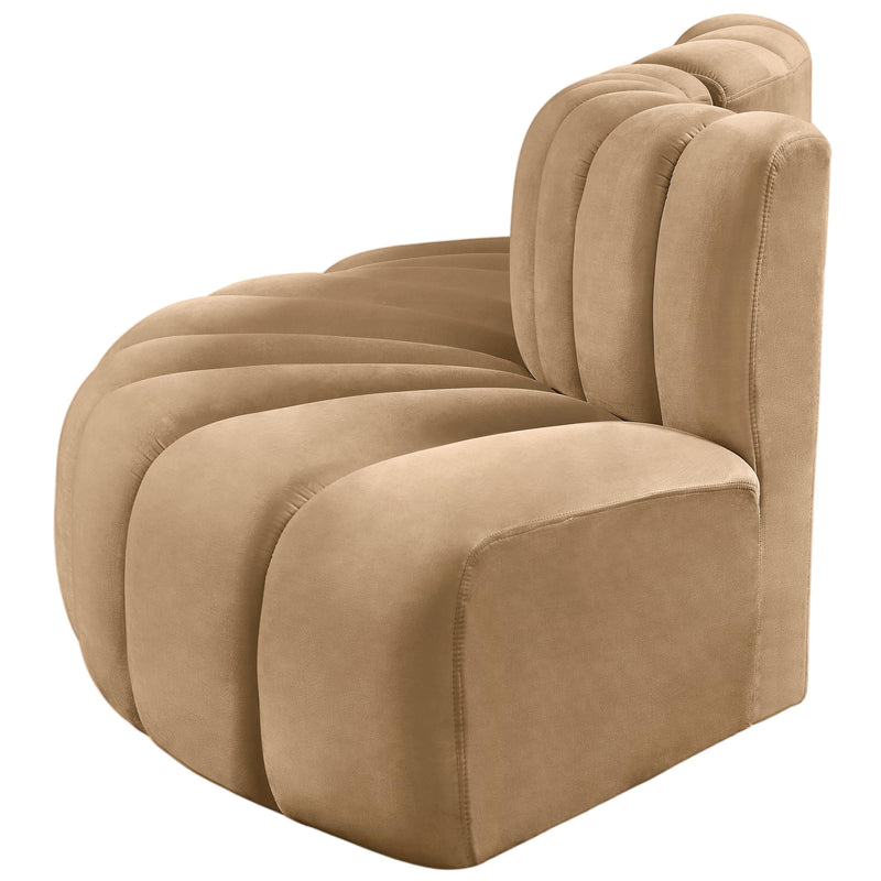 Meridian Arc Camel Velvet 3 pc Modular Sectional IMAGE 6