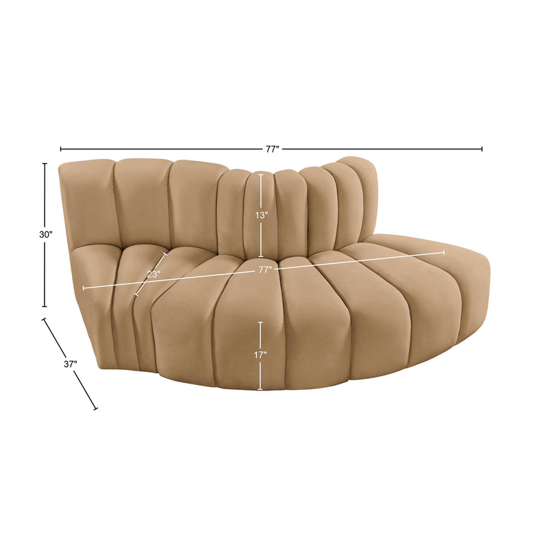 Meridian Arc Camel Velvet 3 pc Modular Sectional IMAGE 9
