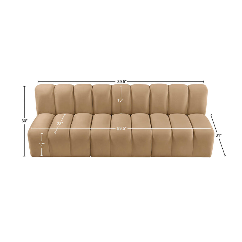Meridian Arc Camel Velvet 3 pc Modular Sectional IMAGE 10