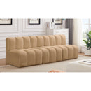 Meridian Arc Camel Velvet 3 pc Modular Sectional IMAGE 2