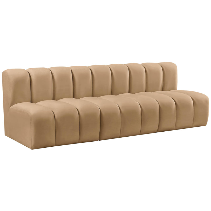 Meridian Arc Camel Velvet 3 pc Modular Sectional IMAGE 5