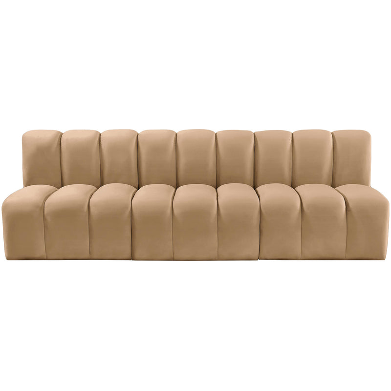 Meridian Arc Camel Velvet 3 pc Modular Sectional IMAGE 6