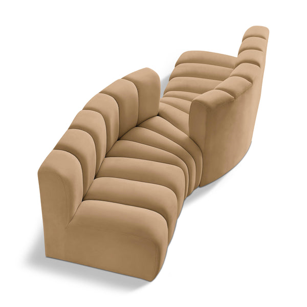 Meridian Arc Camel Velvet 4 pc Modular Sectional IMAGE 1